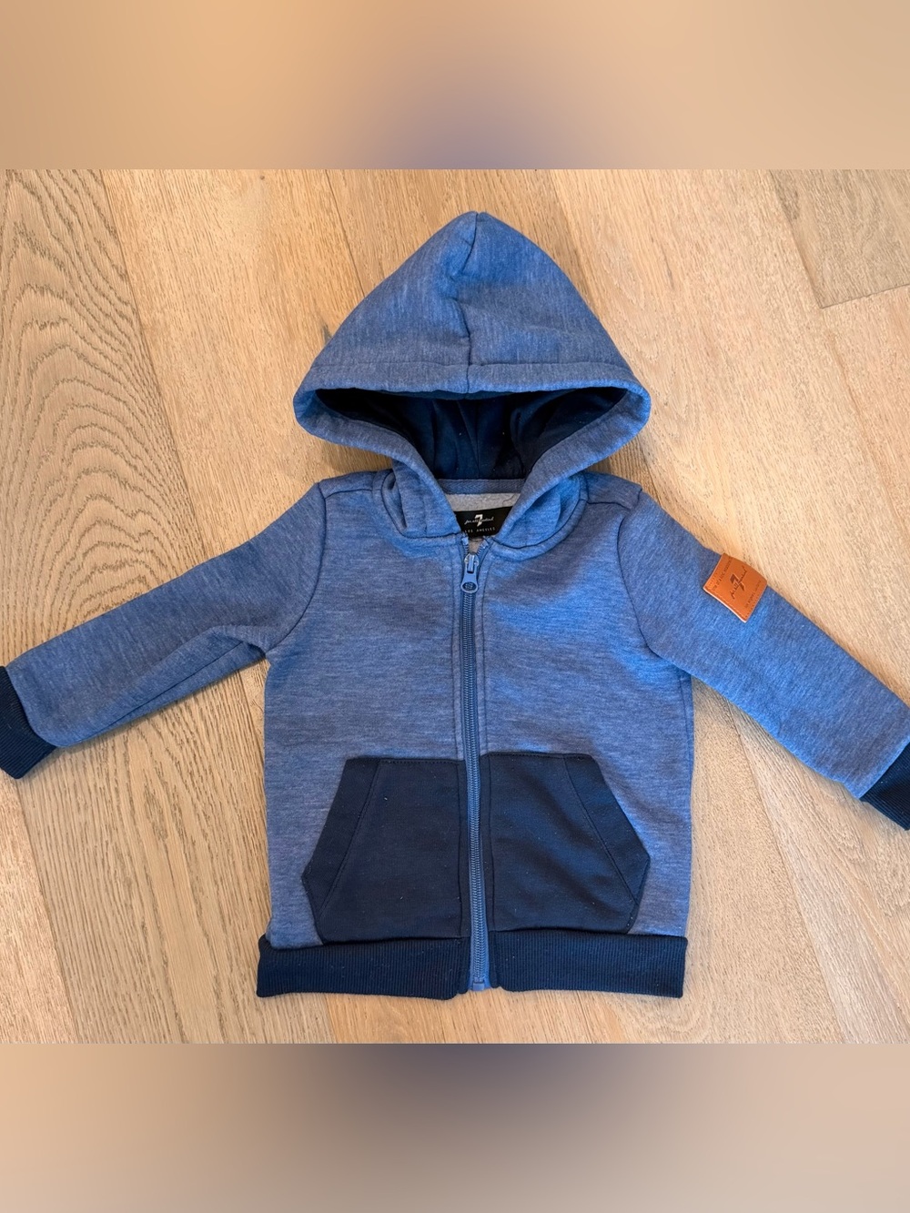 7 For All Mankind Baby Hooded Zip Sweatshirt with Contrast Pockets